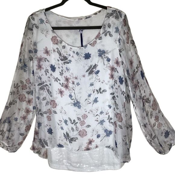 NEW Tempo Paris Sheer Silk Layered Top Size M NWT - Picture 1 of 16